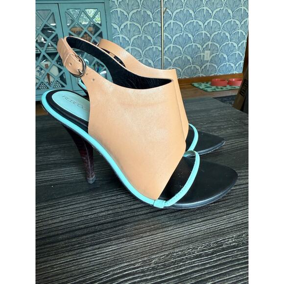 Rebecca Minkoff Leather Colorblock Pattern Slingback Sandals Sz. 6.5 - Picture 7 of 9